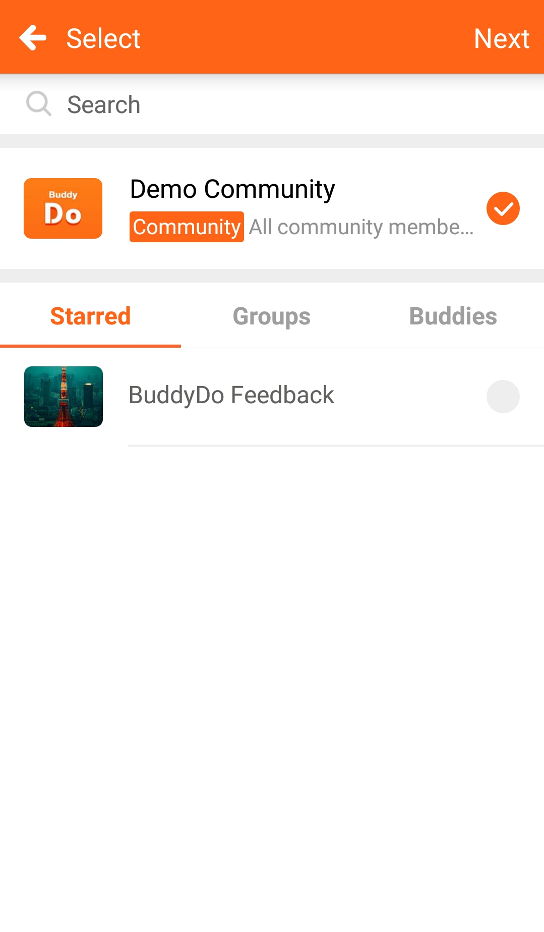 BuddyDo Create Chat Select